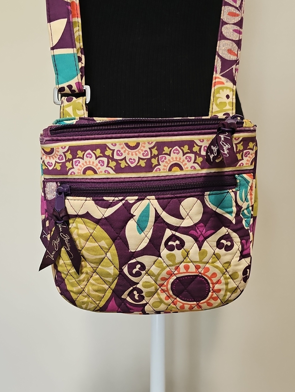Vera Bradley Mini Hipster Crossbody Bag Retired Plum Crazy Pattern